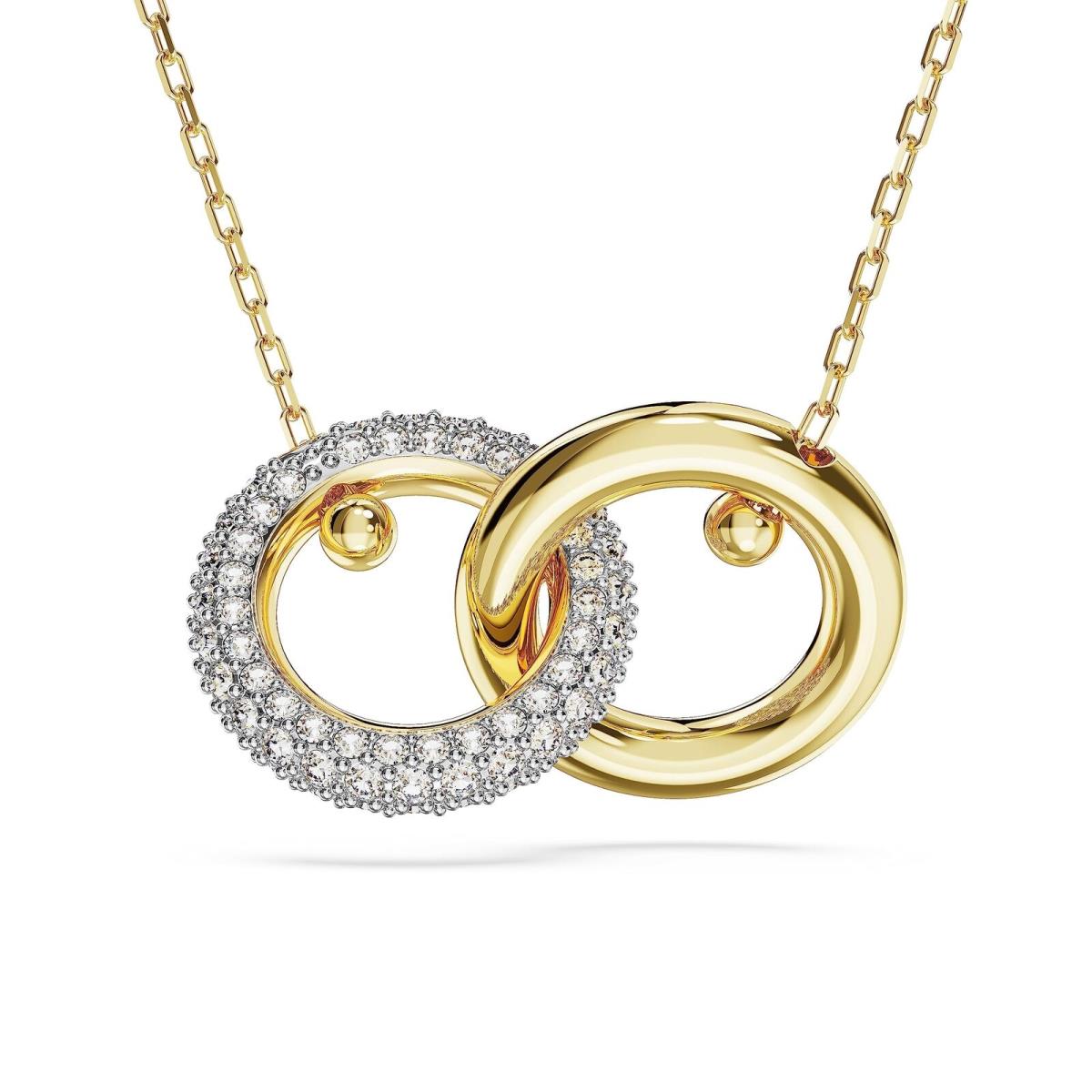 Swarovski Dextera Pendant Necklace Interlocking Loop White Gold-tone Plated