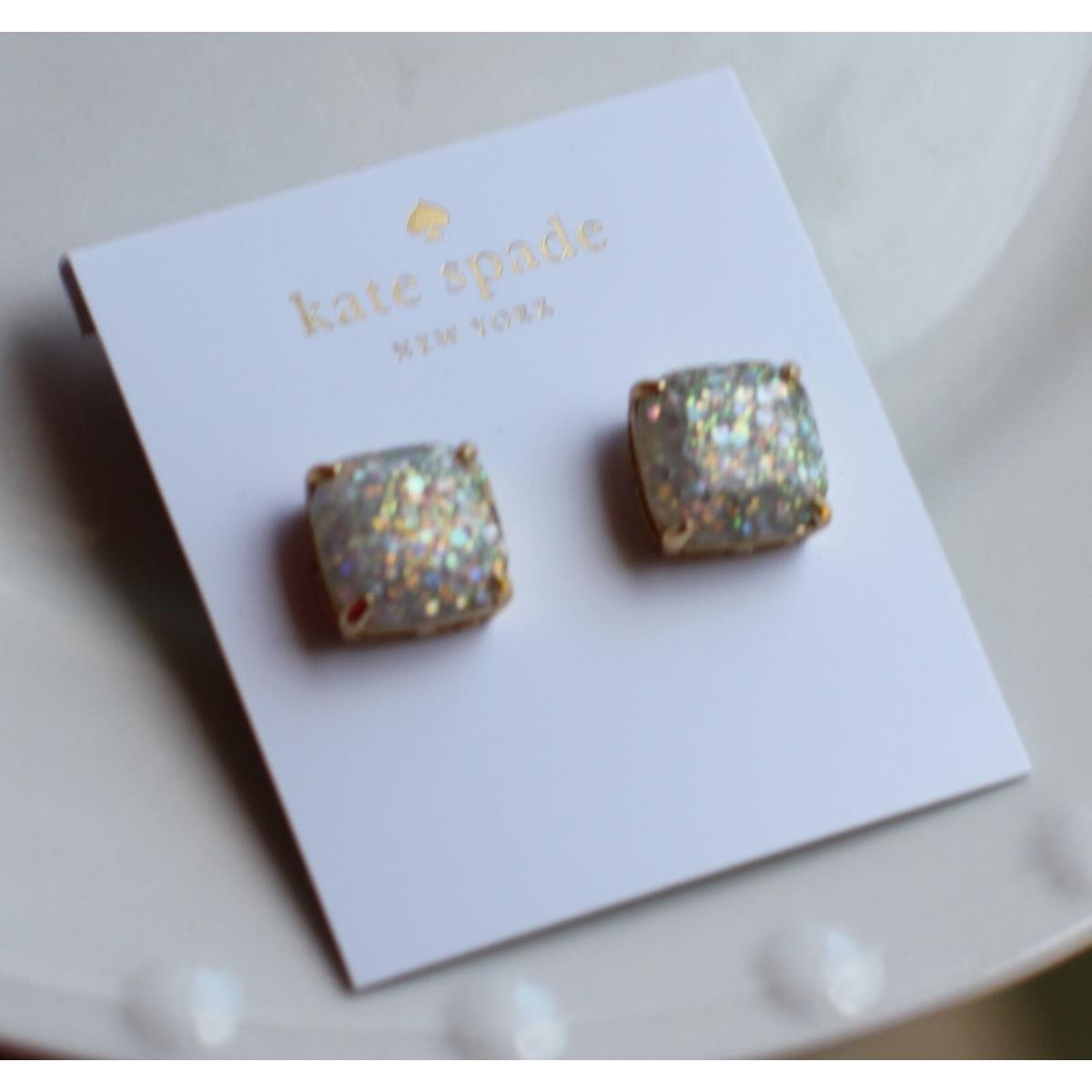 Kate Spade Multi Glitter Opal Aurora Borealis Gold Cushion Stud Earrings - Kate  Spade jewelry - 098686603790 | Fash Brands