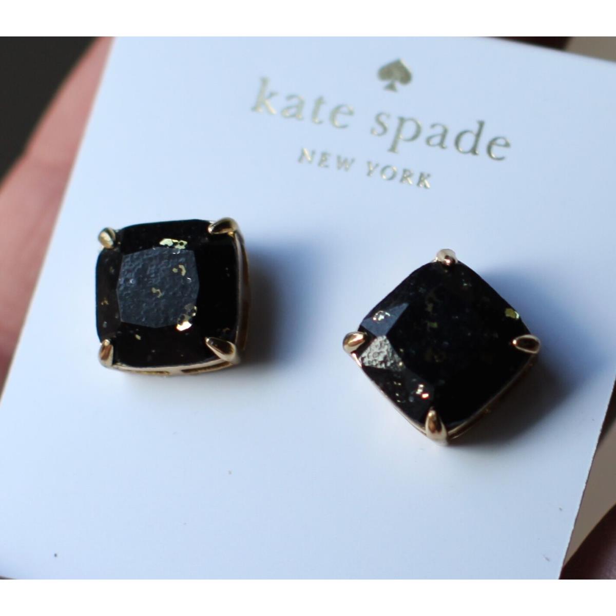 Kate Spade Multi Glitter Party Black Stardust Gold Cushion Stud Earrings