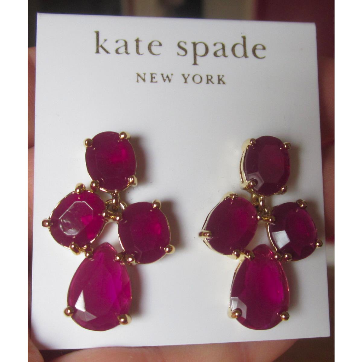 Kate Spade Amethyst Purple Gem Drop Dangle Chandelier Earrings Post Stud