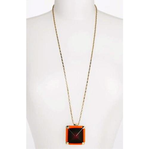 Kate Spade York Pyramid Hill Orange Pendant Necklace Dip Dyed Rare