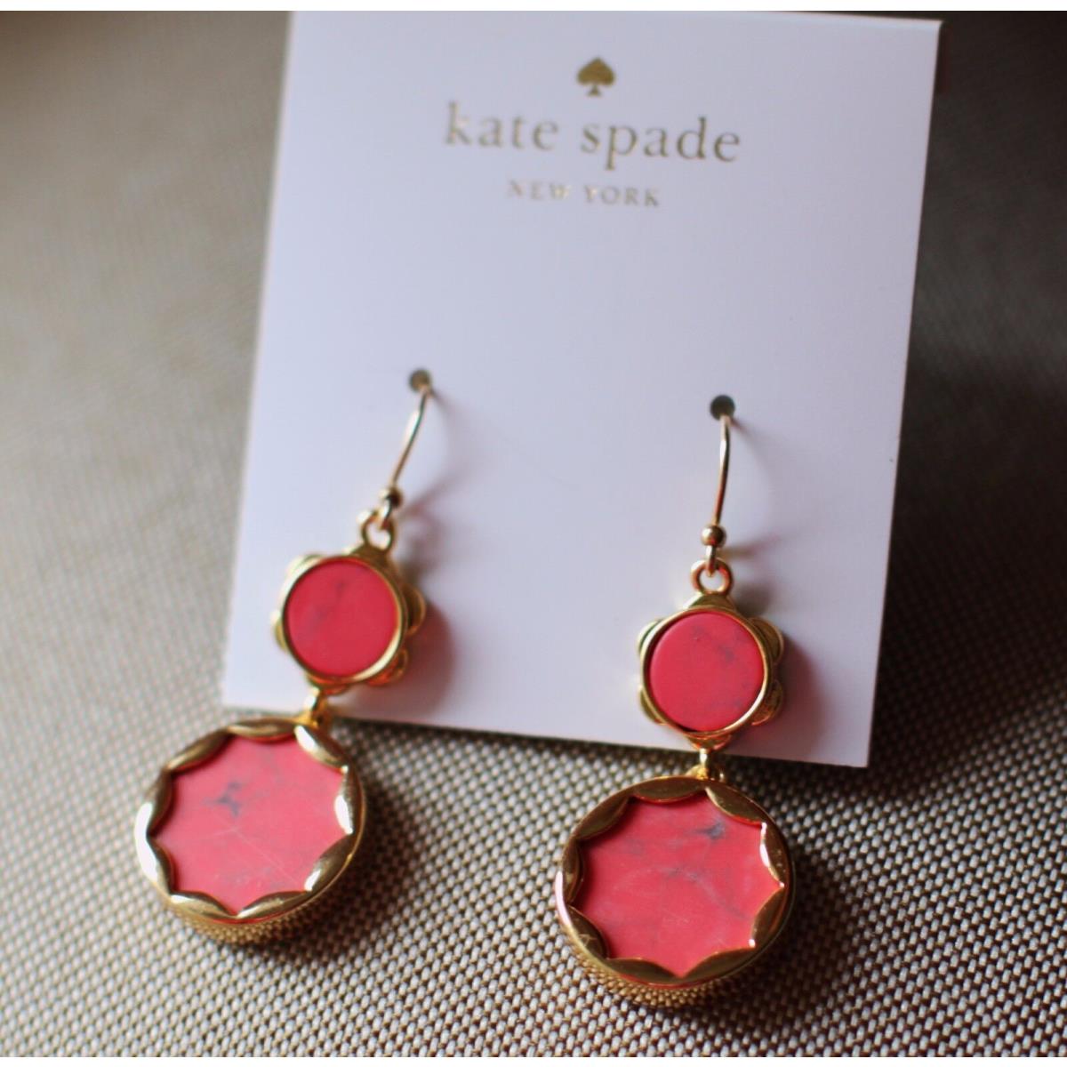 Kate Spade Punchy Petals Drop Earrings Bright Papaya Semi-precious Stone Dangle