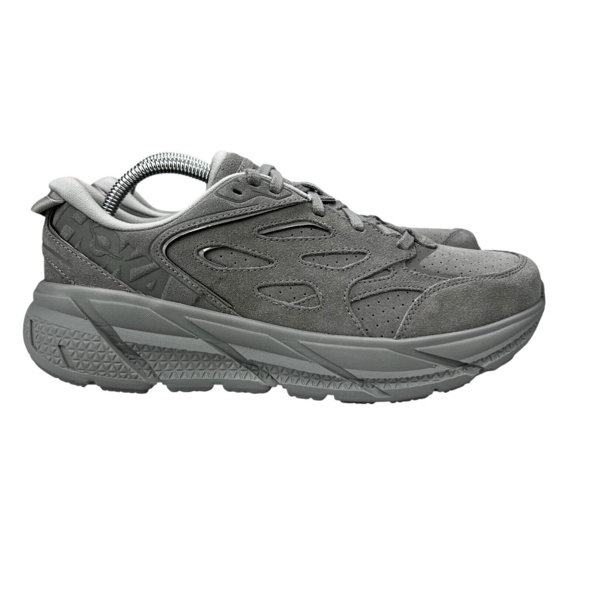 Hoka One One Clifton L Suede Limestone Grey Running Shoes Men`s Sizes 8 - 10