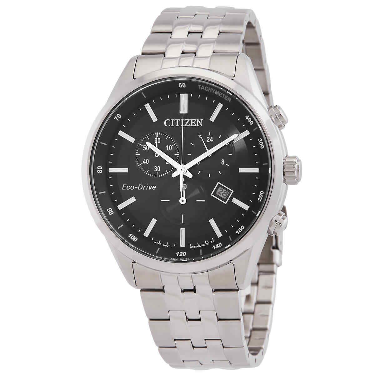 Citizen Eco-drive Chronograph Black Dial Men`s Watch AT2570-56E