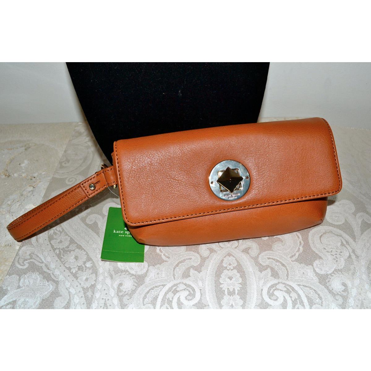 Kate Spade Evan Chrystie Street Tan Leather Wristlet Case Bag