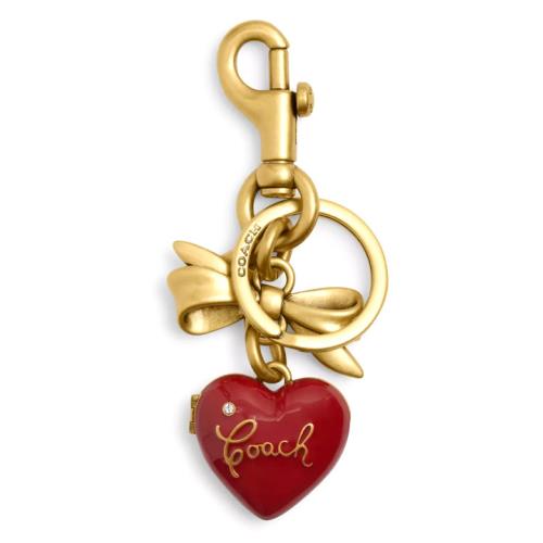 Coach Bow Heart Locket Bag Charm - CZ276 Ruby Red Resin Glass Metal