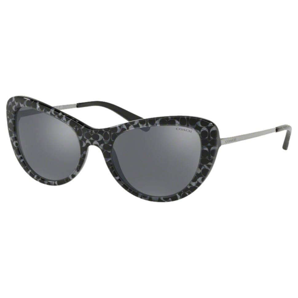 Coach Women Sunglasses Hc8247-55206G Gunmetal Sig C Outside W/ Gunmetal Mirror
