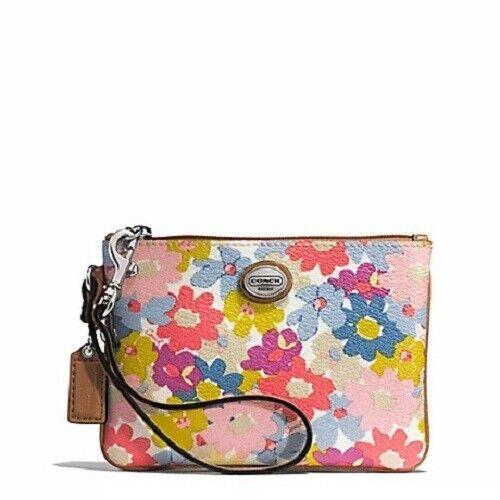 Coach 51205 Peyton Floral Flower Wristlet Zip Top Wallet Strap Tags