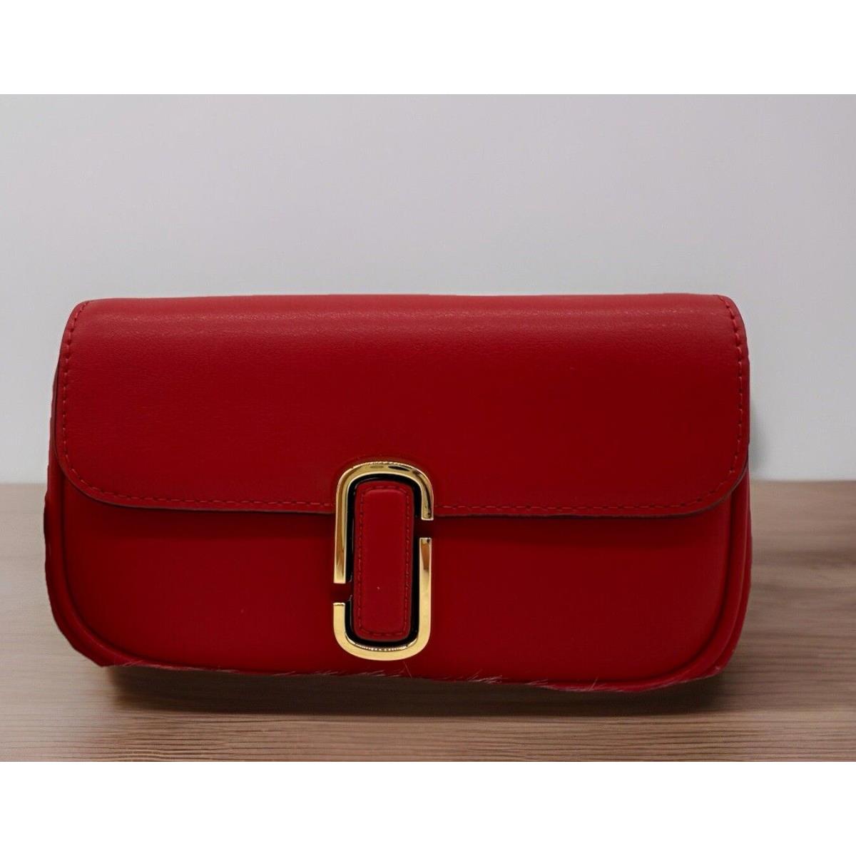 Marc Jacobs The J Marc Mini Leather Clutch Crossbody Bag In True Red