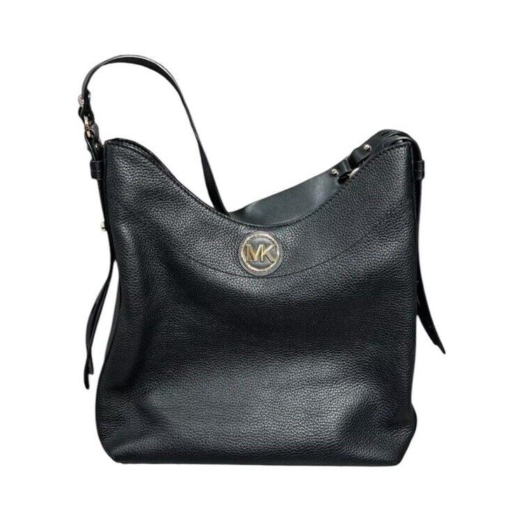 Michael Michaelkors Bowery Large Black Leather Shoulder Hobo Purse B0H3L