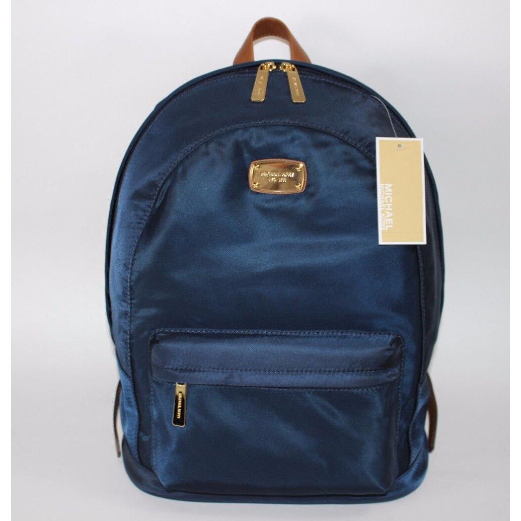 Michael Kors Backpack Navy Nylon Saddle Saffiano Leather Straps Jet Set