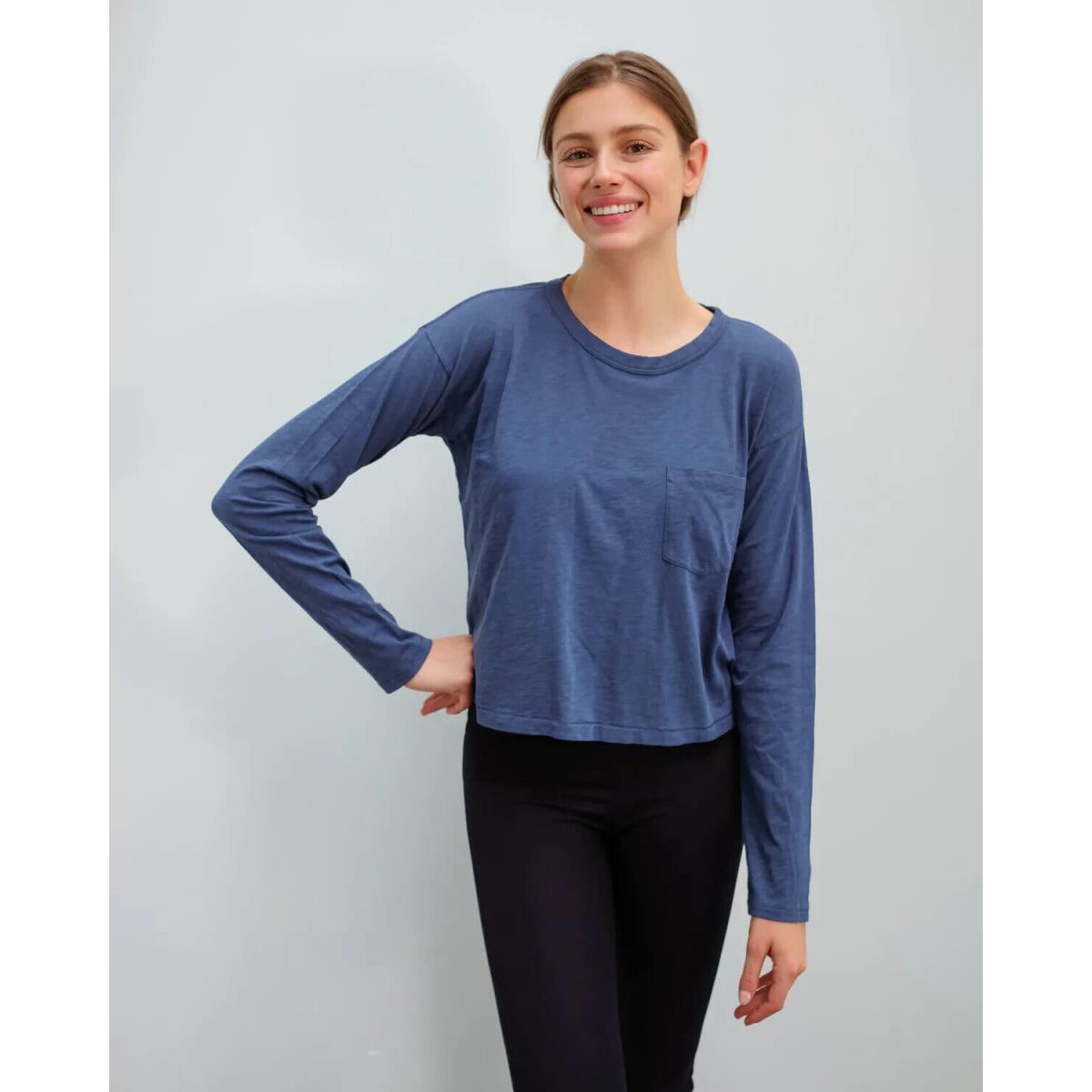 Rag Bone The Cropped Long Sleeve In Royal Blue Size: Xx-small