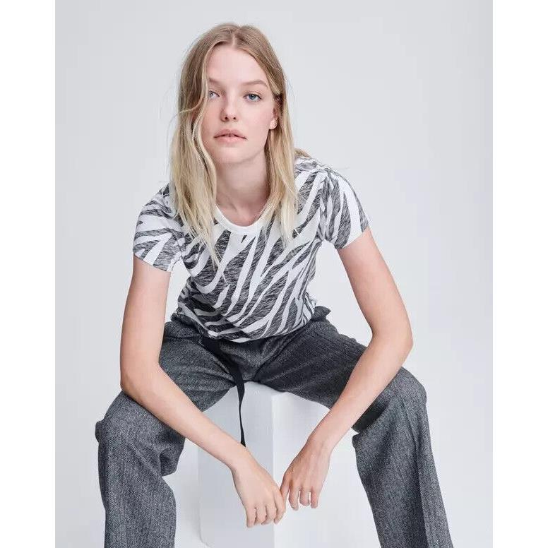 Rag Bone All Over Zebra Tee In Black /white Size: Small