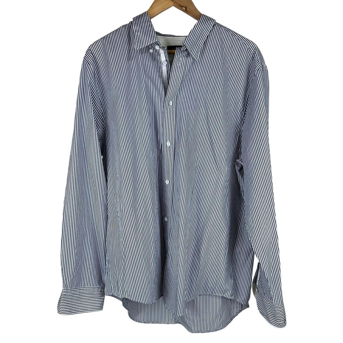 Rag Bone Striped Cotton Oxford Shirt Blue and White Men`s Sz Xxl