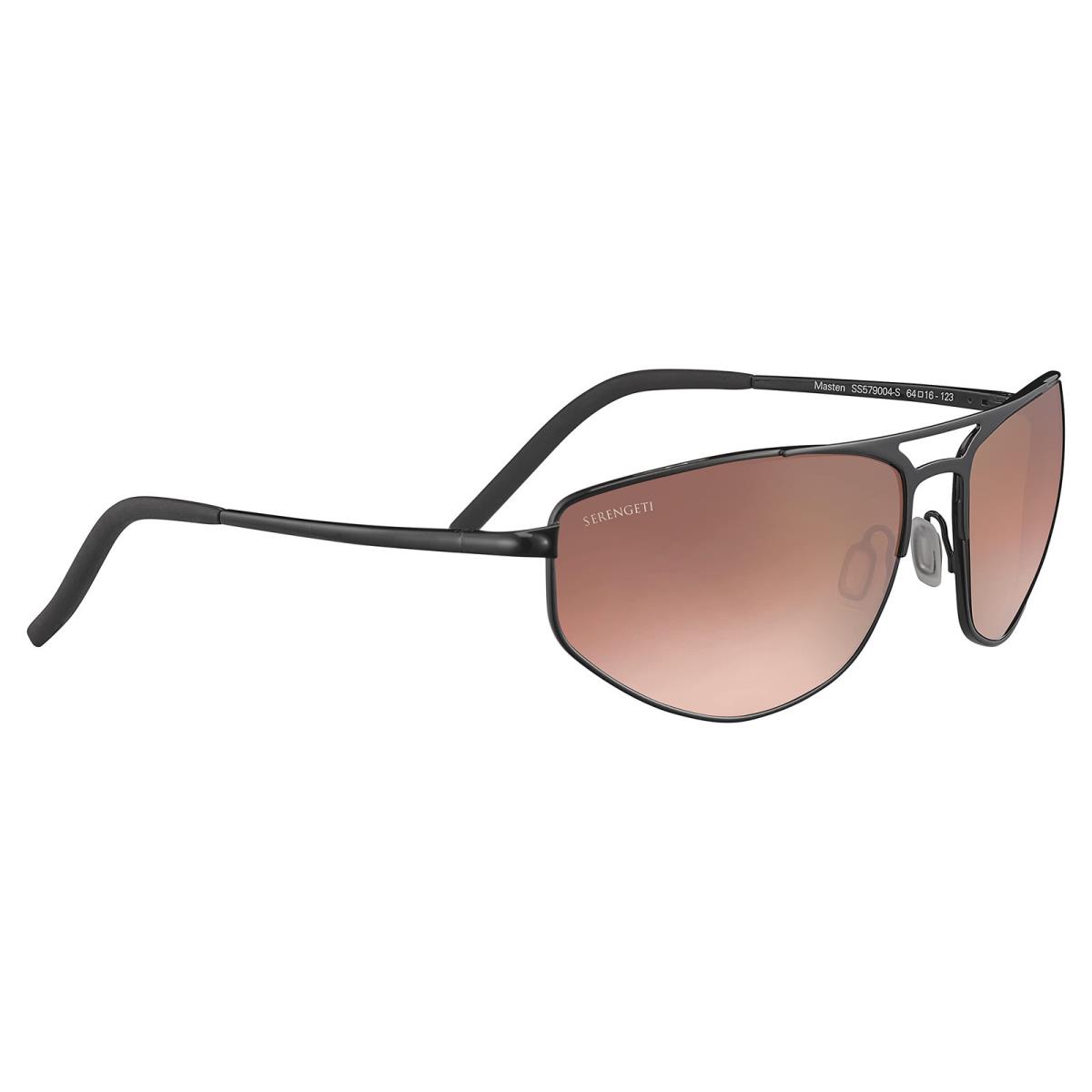 Serengeti Men`s Masten Oval Sunglasses Shiny Black Large