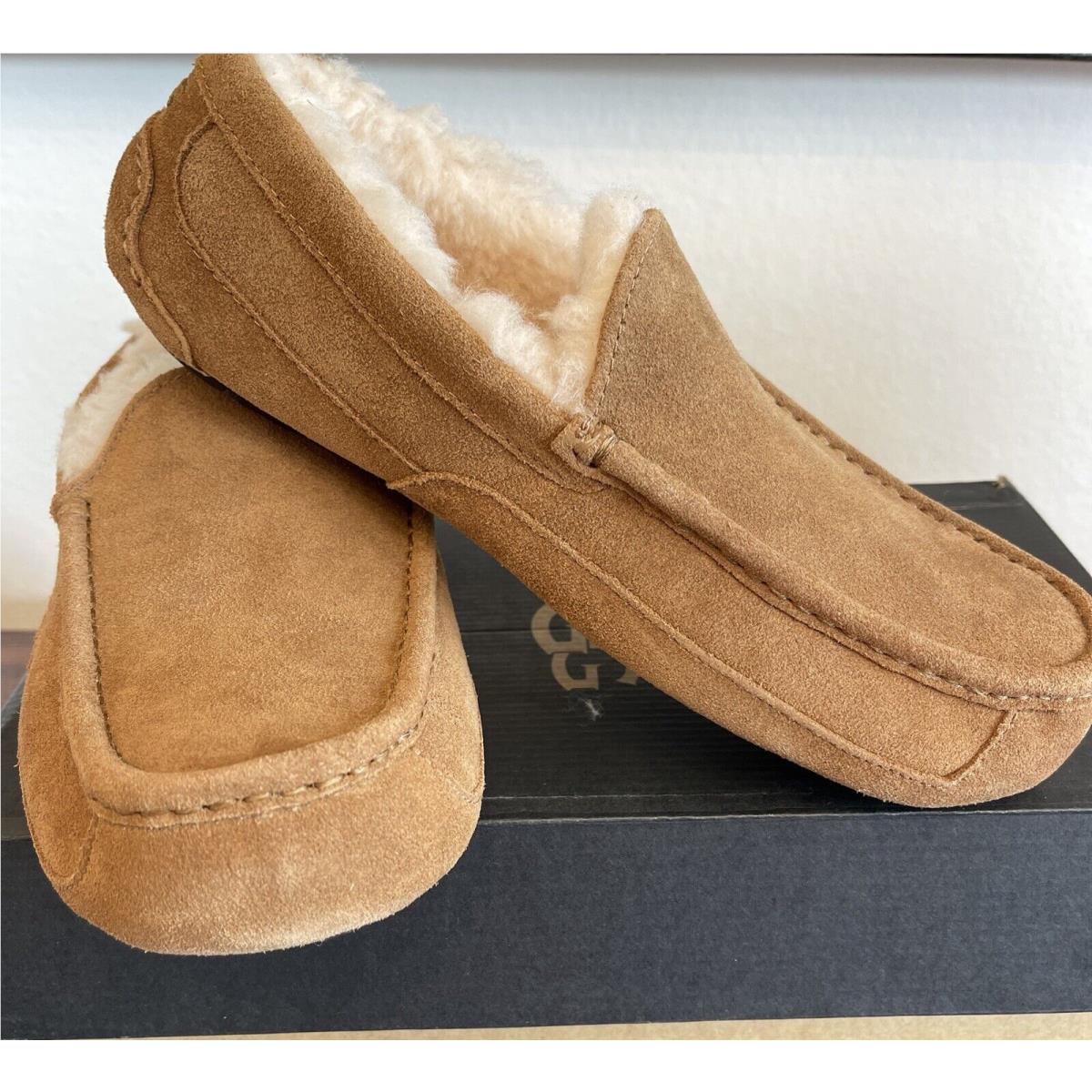 Ugg Men`s Ascot Casual Suede Slipper Loafers Chestnut 1101110 Size 9 3E Wide