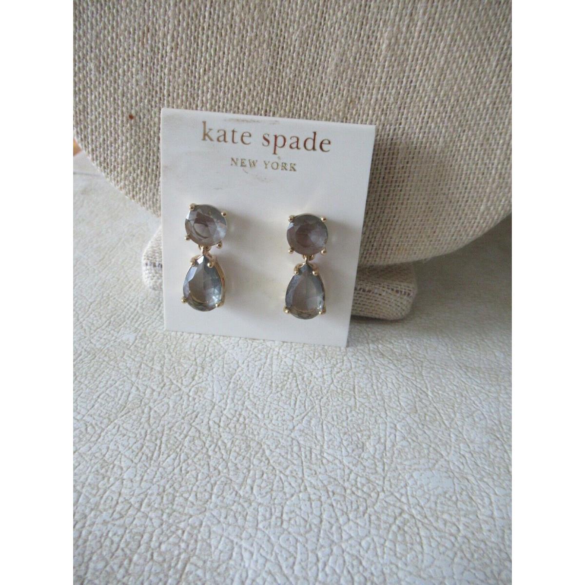 Kate Spade Plaza Athenee Drop Earrings -gray Stones/ Raised Prong Settings