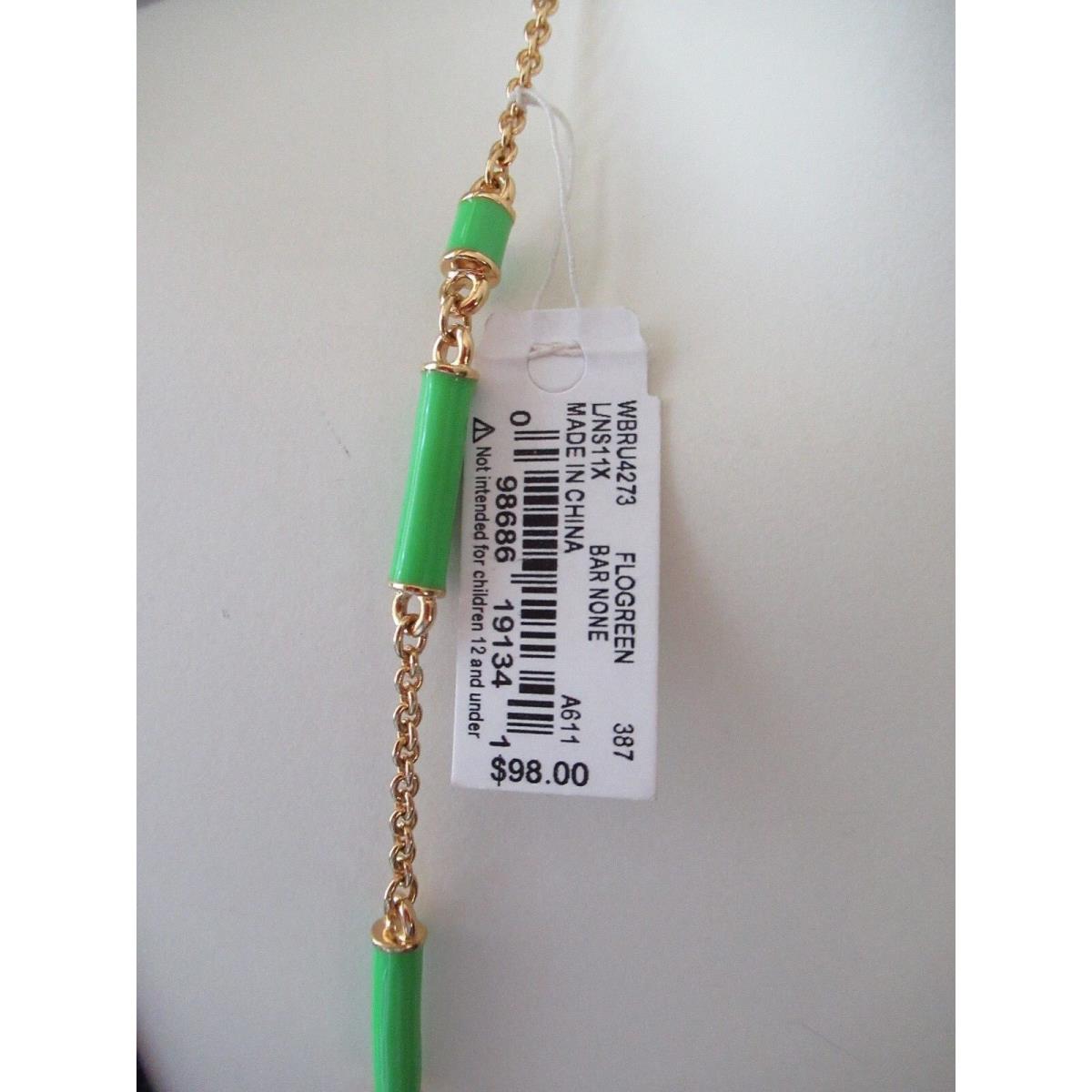 Kate Spade Bar None Gold Plated Chain Scatter Necklace- Green-$98