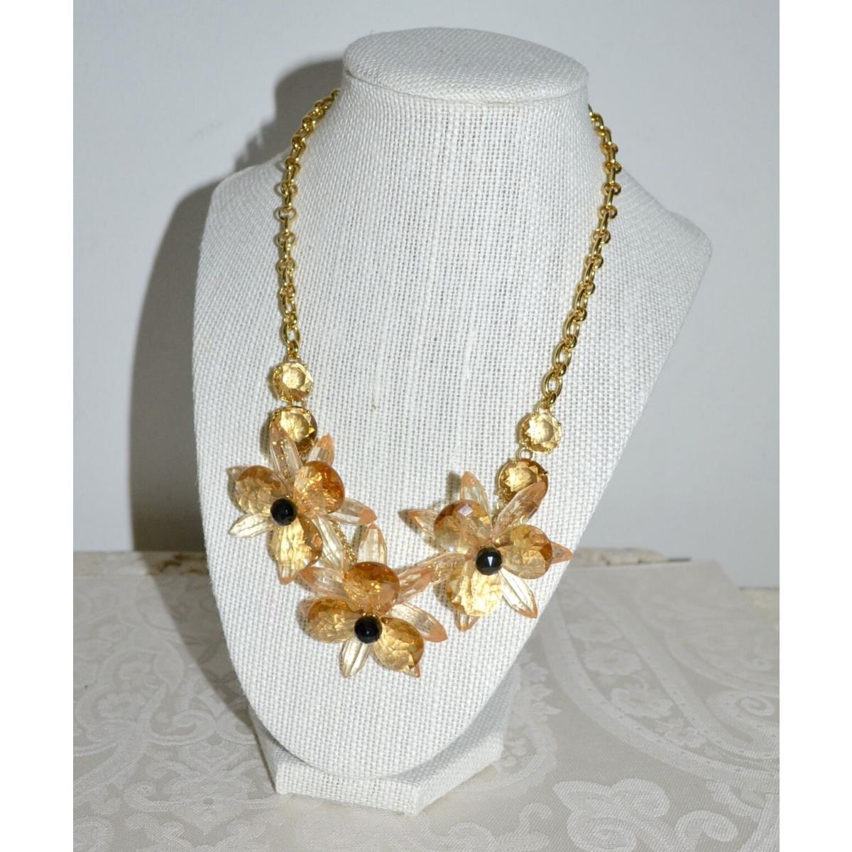 Kate Spade Blooming Brilliant Flower Statement Necklace Amber Blush