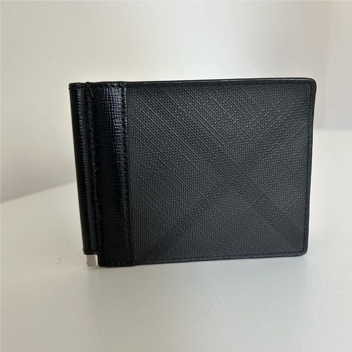 Men Burberry Wallet with Metal Money Clip in Plaid Grey Burberry Pattern