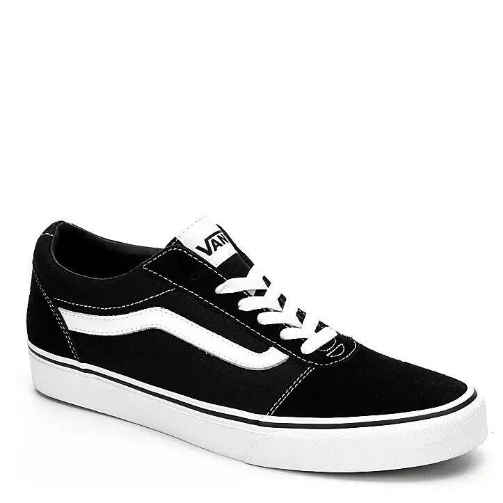 Vans Ward Waffle Low Men`s Canvas Casual Fashion Skate Shoes Sneakers Black - Black