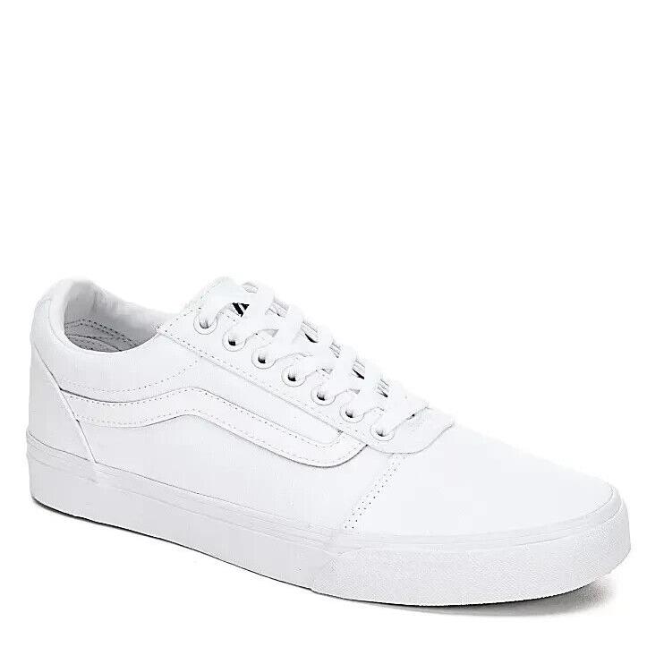 Vans Ward Waffle Low Men`s Canvas Casual Fashion Skate Shoes Sneakers White - White