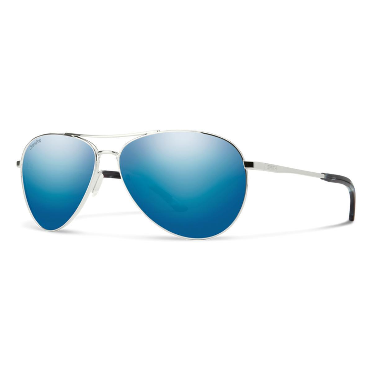 Smith Langley 2 Sunglasses 2024 Silver w/ ChromaPop Polarized Blue Mirror Lens by Smith Optics