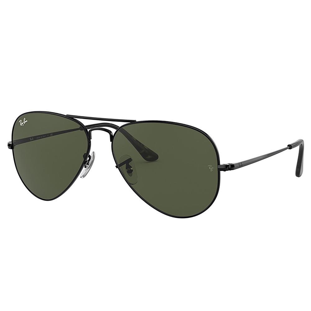 Ray-ban RB 3689 914831 Black Metal Pilot Sunglasses Green Classic Lens