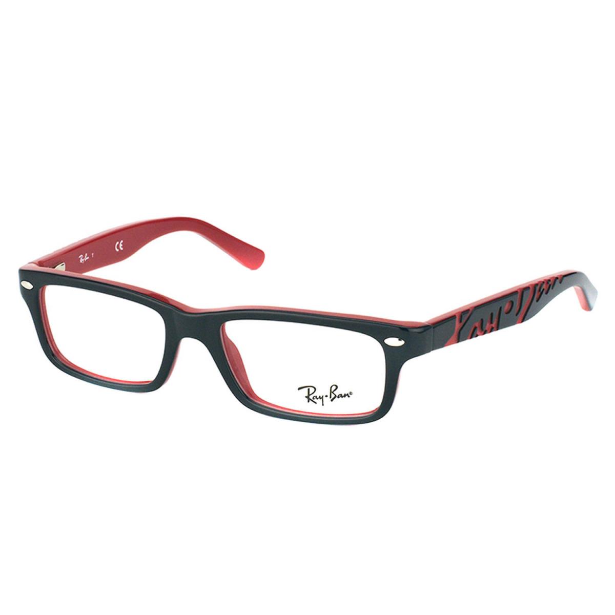 Ray-ban RY 1535 3573 Black On Red Plastic Rectangle Eyeglasses 48mm