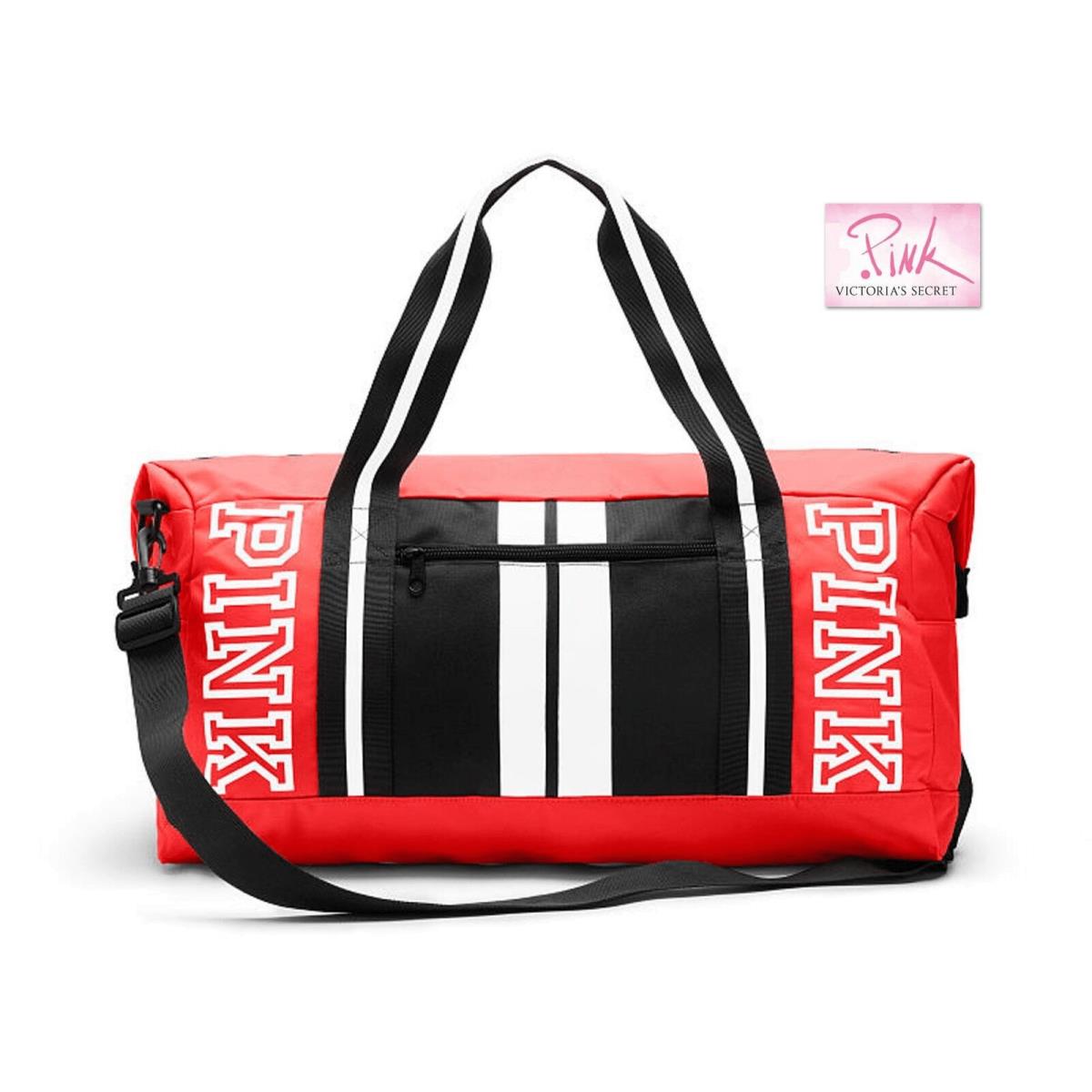 Victoria`s Secret Pink Duffle Gym Bag Neon Orange Coral Pink/black/white by Victoria's Secret