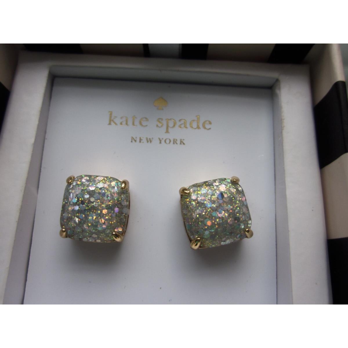 Kate Spade Multi Sparkles Opal Aurora Borealis Gold Cushion Stud Earrings