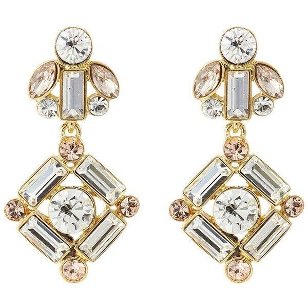 Kate Spade NY Cocktails Conversation Drop Earrings Gold Crystals Statement