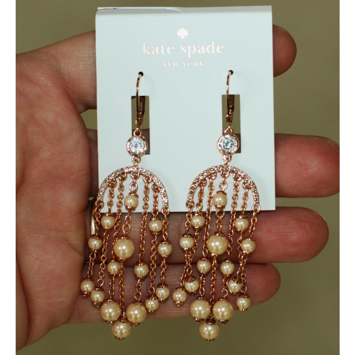 Kate Spade Pearls of Wisdom Rose Gold Plated Faux Pearls Chandelier Earrings  - Kate Spade jewelry - 098686587847 | Fash Brands