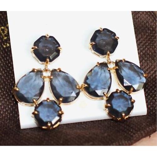 Kate Spade Rare Kaleidoscope Sapphire Blue Coated Setting Drop Jeweled Earrings