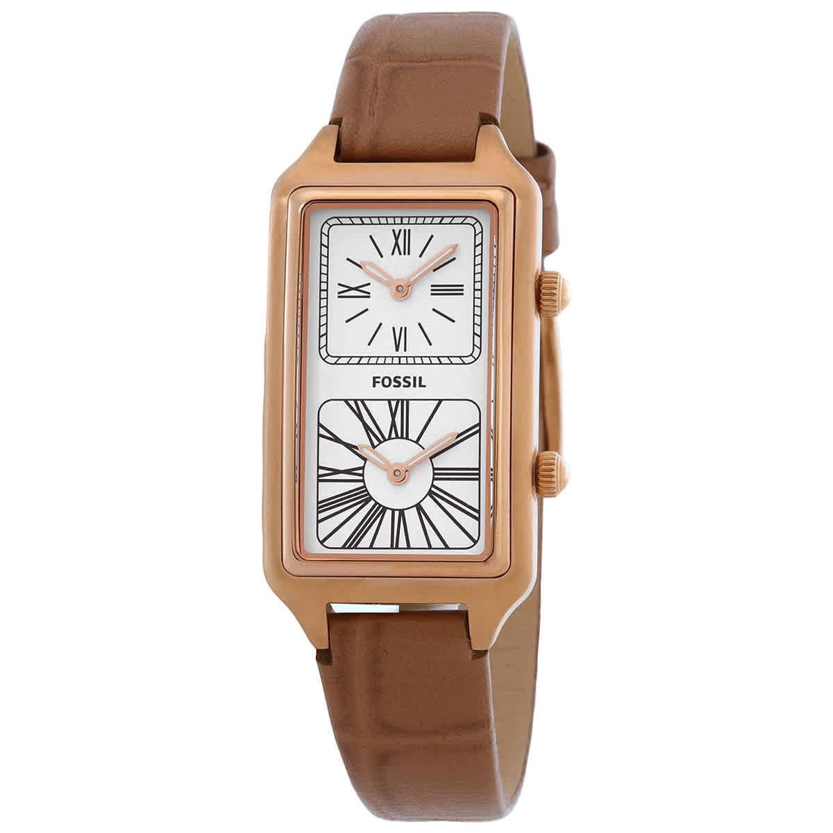 Raquel Dual Time Quartz White Dial Ladies Watch ES5228 by Fossil