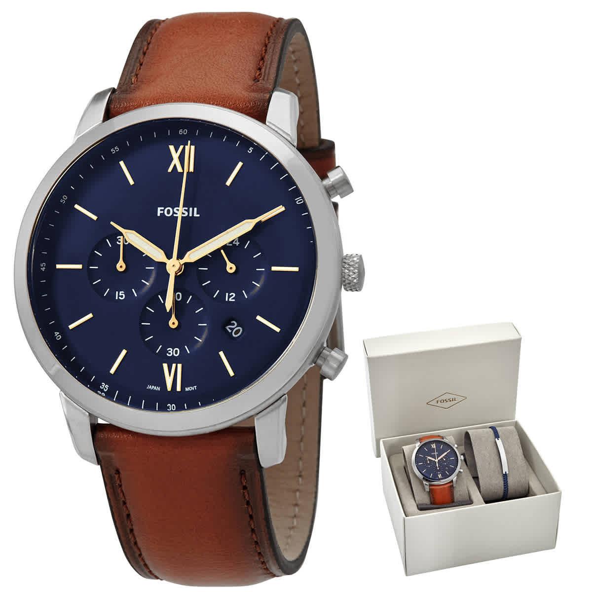 Fossil Neutra Chronograph Quartz Blue Dial Men`s Watch Set FS5708SET
