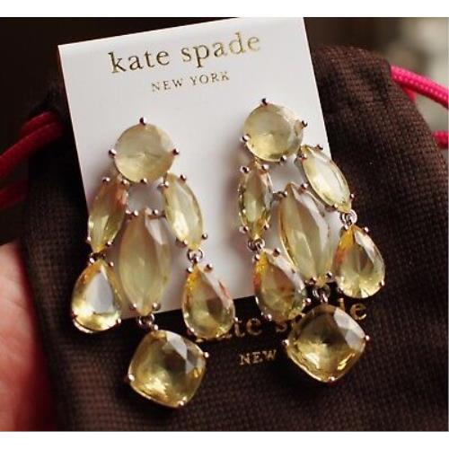 Kate Spade Crystal Stunning Silver Gorgeous Champagne Chandelier Drop Earrings