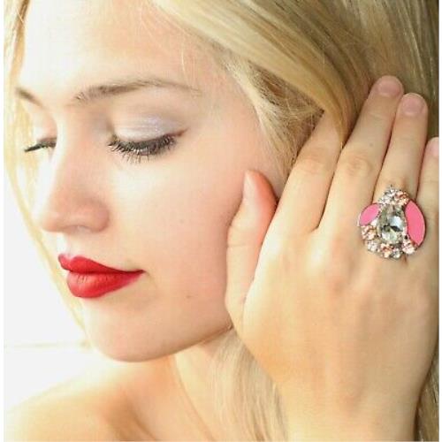 Kate Spade York Frosty Floral Huge Statement Cocktail Ring Paris Garden 7