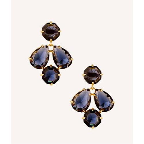 Kate Spade Kaleidoscope Gem Sapphire Slate Coated Setting Drop Jeweled Earrings