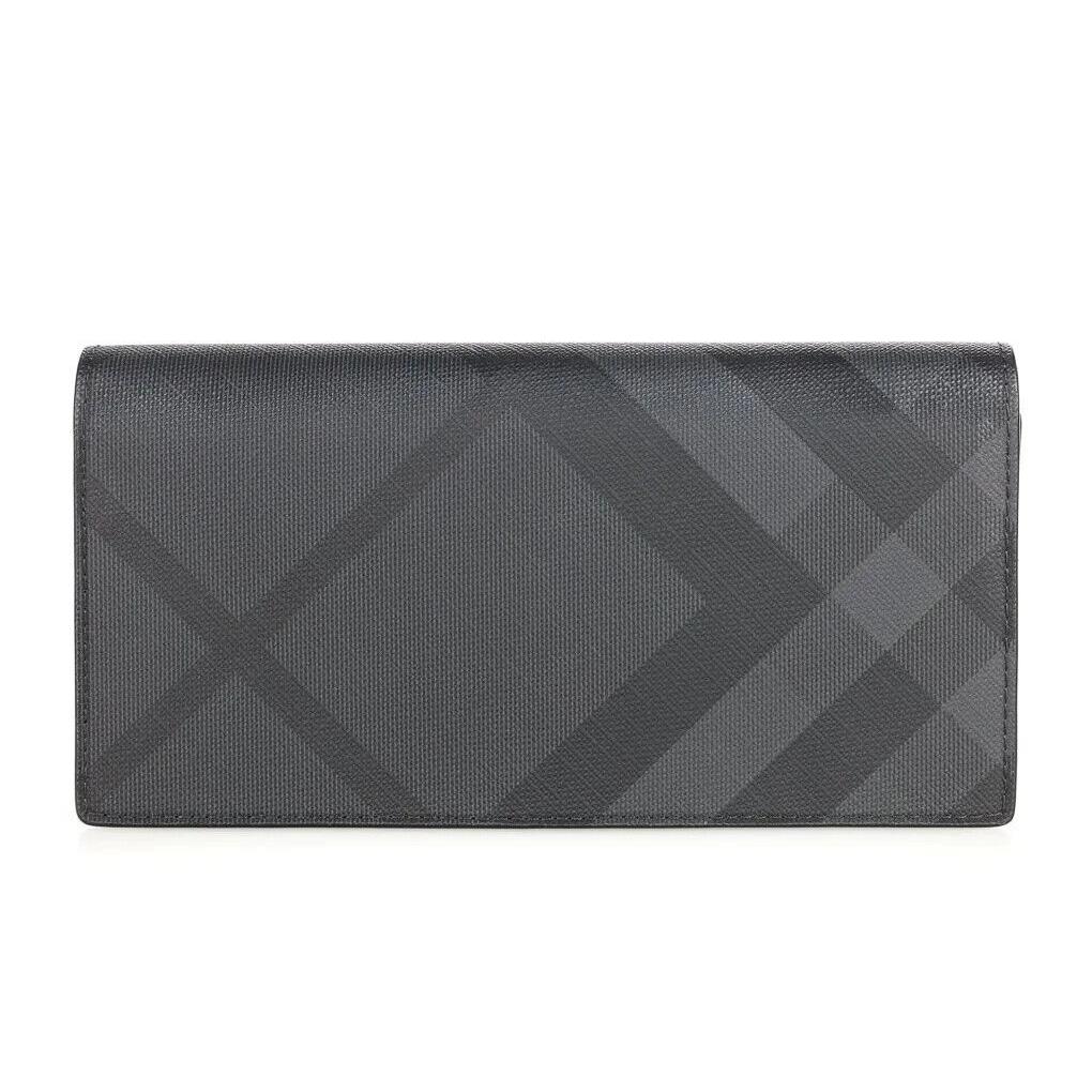 Burberry Black Beat Check Coated Canvas Large Wallet