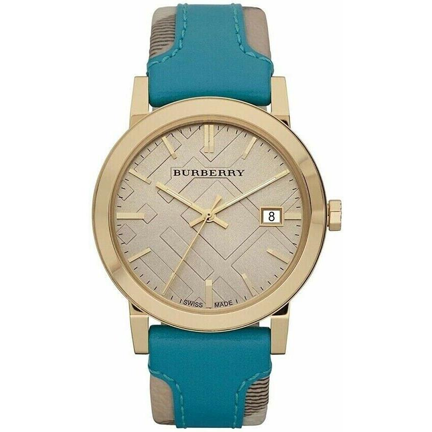 Burberry BU9018 Haymarket Gold Tone Stainless Steel Women`s Watch