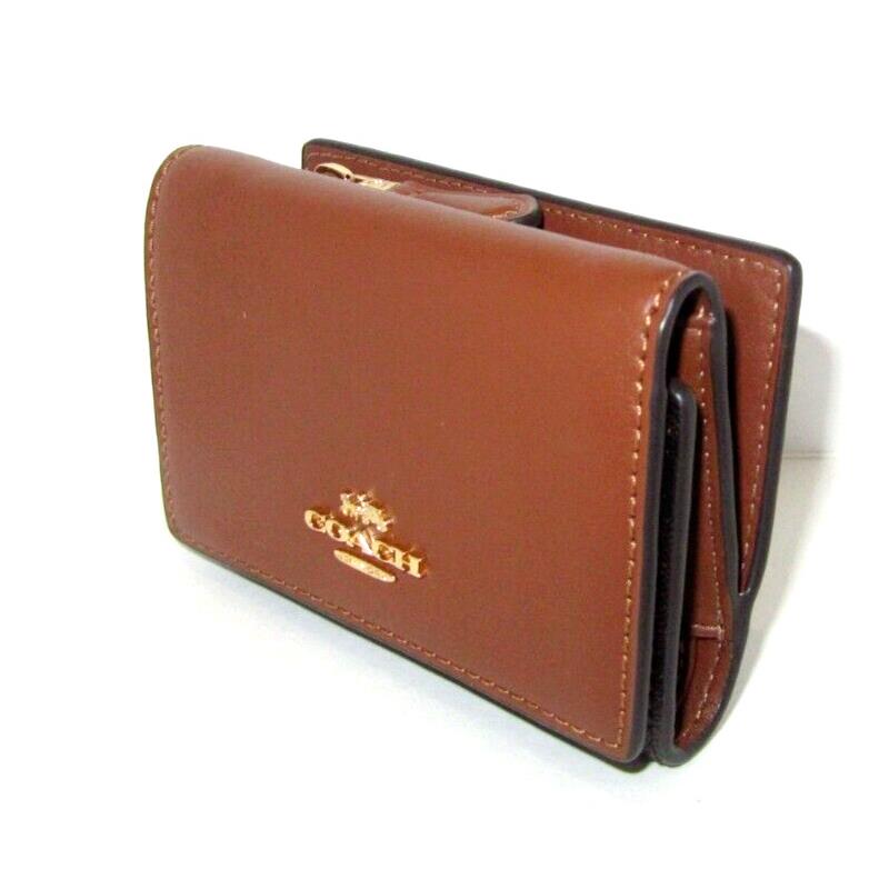 Coach CM761 Small Trifold Wallet Brown Signature Redwood Leather