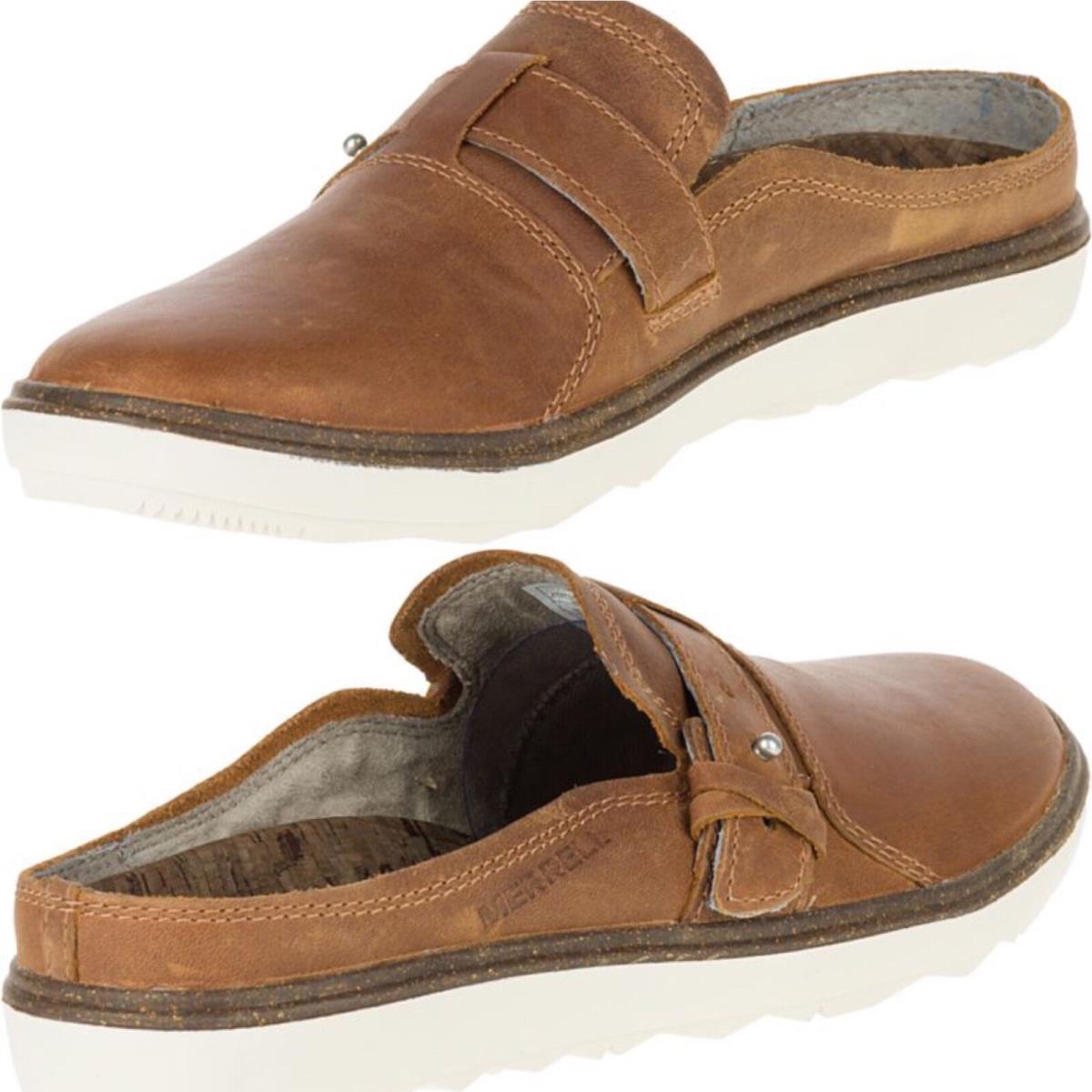 Merrell Women`s Breathable Around Town Slip-ons Brown Leather-shoes