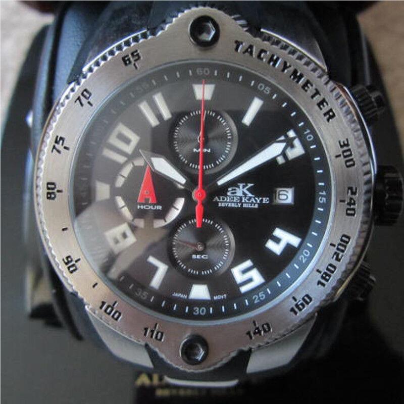 Adee Kaye Men`s Watch Chrono Tachymeter Sports Rubber AK6000M