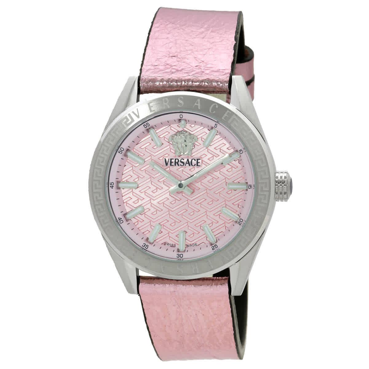 V-code Quartz Pink Dial Ladies Watch VE8I00124 by Versace