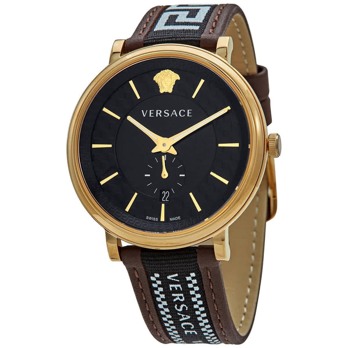 Versace VEBQ01619 V-circle Greca Edition Gold Brown Black Men`s Watch