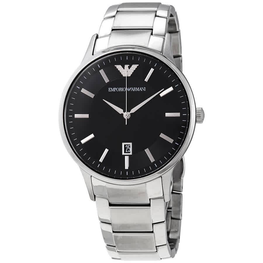 Armani Renato Quartz Black Dial Stainless Steel Men`s Watch AR11181