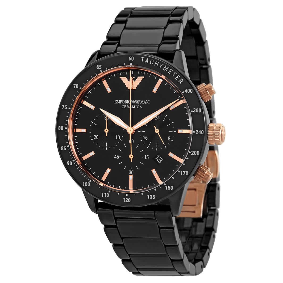 Emporio Armani Chronograph Quartz Black Dial Men`s Watch AR70002