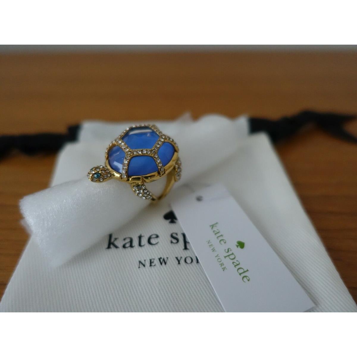 Kate Spade New York Gold Paradise Found Royal Blue Turtle Ring. Size 7