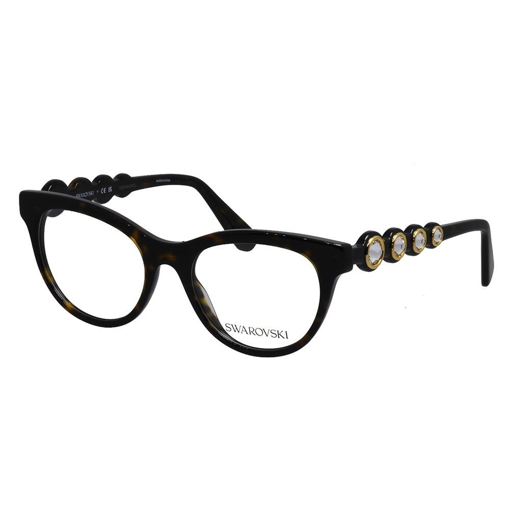 Swarovski SK 2025 1002 Dark Havana Plastic Round Eyeglasses 52mm